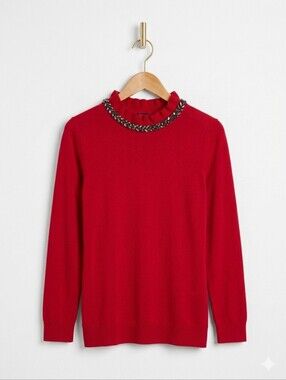 Talbots Ruffle Embellished Sweater Small
